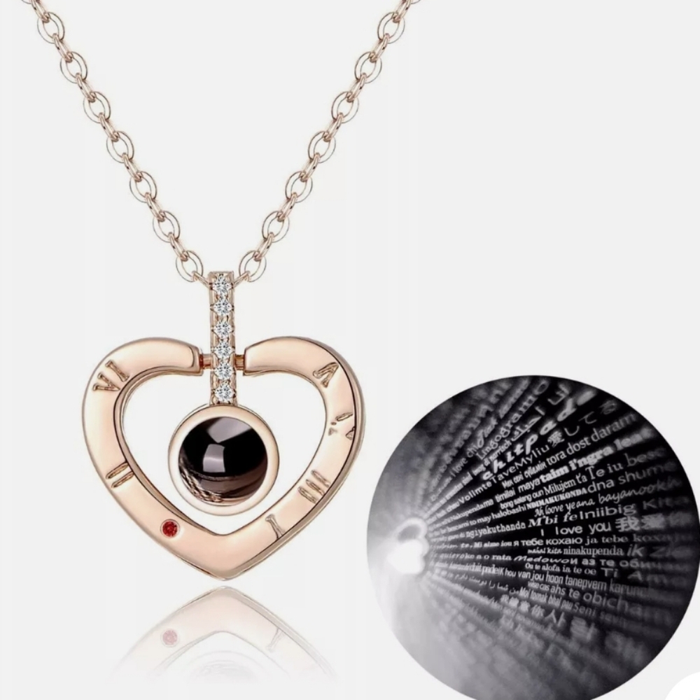 Rose Gold Love Language Necklace With Roman Numerals Stones 925